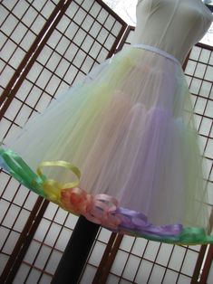 Petticoat Tulle Pastel Rainbow with Ribbon Edging 2 Layers | Etsy Spring Costume Petticoat With Attached Cancan, Spring Fitted Organza Petticoat, Fitted Spring Organza Petticoat, Fitted Organza Petticoat For Spring, Spring Wedding Organza Petticoat, Fitted Tulle Petticoat For Spring, Tulle Petticoat, Frozen 2, Pastel Rainbow