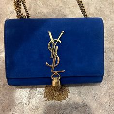 Used Maybe 4 Times. Beautiful Suede. Hardware Perfect Nice And Gold. Cobalt Blue. Ysl Kate Suede Bag, Ysl Blue Bag, Suede Purse, Saint Laurent Bags, Yves Saint Laurent Bags, Blue Bags, Cobalt Blue, Cobalt, Yves Saint Laurent