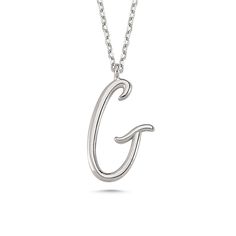 Made with 925 Sterling SilverRhodium Plated16 inch / 41 cm chain length2 inch / 5 cm extension length0.5 inch / 2 cm flat G pendant length Classic Silver Initial Necklace With Adjustable Chain, Silver Sterling Initial Necklace With Polished Finish, Silver Initial Necklace With Cable Chain As Gift, Silver Cable Chain Necklace With Initial Pendant, Silver Initial Pendant Necklace With Polished Finish, G Initial Necklace, Rose Gold Initial Necklace, G Initial, G Letter