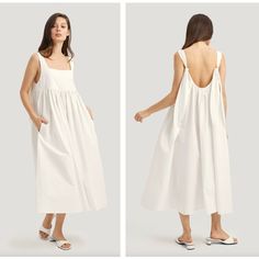 Not The Ordinary White Dress. Free-Spirited, Graceful, And Airy-Lightweight, This Dress Is A Reference To The Classic Tent Dress. A-Line In Silhouette With Unique Detailing. Above-The-Waist Gathered. Includes Pockets. Complete With A Square Neckline, A Strapped Design That Ends With Bunny Ear Ties At The Low-Scoop Gathered Back. An Instantly Elegant Style. Material 100% Cotton Cotton Derives From The Fibers That Surround The Seeds Of Cotton Plants, Which Emerges In A Round, Fluffy Formation Once Strap Maxi Dress, Cotton Plant, Tent Dress, Dress A Line, Maxi Dress Cotton, Dress Cotton, Bunny Ear, Free Spirited, Free Spirit