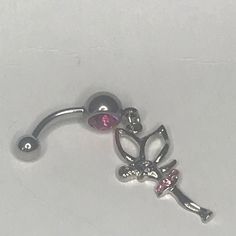 Brand New No Tags Pink Gemstones Fairy Tinker Bell Belly Button Ring 316l Surgical Steel 14g (Lot 15) Silver Stainless Steel Belly Ring, Silver Stainless Steel Round Belly Ring, Silver Stainless Steel Body Jewelry, Nickel-free Silver Metal Belly Rings, Nickel-free Silver Stainless Steel Body Jewelry, Nickel-free Stainless Steel Silver Body Jewelry, Silver Fantasy Body Jewelry For Gift, Fairy Style Sterling Silver Jewelry, Sterling Silver Body Jewelry As Gift