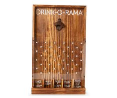 a wooden drink dispenser with the words drink o'rama on it