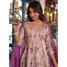 Chikoo & Purple colored kurti Set is prettified with foil printed with zardozi and beads work as shown which makes it appear classy. This suit is made of mulmul cotton fabric which is accompanied with pure cotton bottom and organza dupatta. Women can buy this suit to wear for their festive, party and functions. Note:- The actual product may differ slightly in color and design from the one illustrated in the images when compared with computer or mobile screen. Size Chart Size: Semi Stitched/Unsti Festive Unstitched Anarkali Set With Resham Embroidery, Chanderi Sets With Printed Motifs, Floor-length, Festival Lehenga With Printed Motifs And Straight Kurta, Festive Resham Embroidered Anarkali Set, Festive Resham Embroidery Anarkali Set, Chanderi Anarkali Set With Printed Motifs For Diwali, Diwali Chanderi Anarkali Set With Printed Motifs, Festive Printed Motifs Anarkali Set For Diwali, Diwali Anarkali Set In Mulmul With Printed Motifs