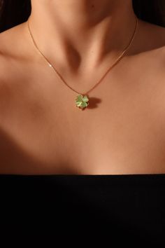 18K Real Gold Plated Spinning Jade Clover Necklace – Cutethingscommin Clover Necklace, Classy Jewelry, Green Gemstones, Unique Necklaces, Real Gold, Jade, Gold Plate, Plating, Great Gifts