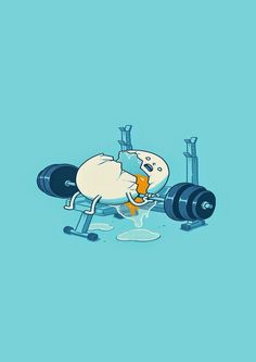 a cartoon character is lifting a barbell