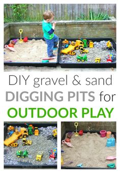 diy gravel and sand digging pits for outdoor play