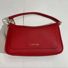 New With Tags Calvin Klein Bag Color- Pop Poppy, Trendy Red Bag With Branded Hardware, Trendy Red Bags With Branded Hardware, Trendy Red Shoulder Bag With Branded Hardware, Calvin Klein Rectangular Shoulder Bag For Evening, Calvin Klein Rectangular Evening Shoulder Bag, Red Bag With Removable Pouch For Spring, Calvin Klein Evening Rectangular Shoulder Bag, Red Shoulder Bag With Branded Hardware For Shopping, Red Top Handle Bag For Spring