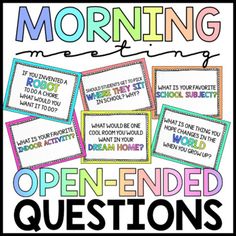 an open ended question card with the words morning