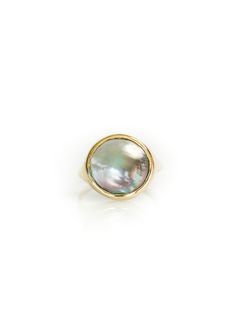 This one-of-a-kind ring was made after the hilo moon, or the new moon - the first night. It's a time to start new things, such as projects, products, and businesses. The new moon is symbolized and recognized its power to manifest intentions and desires. This mabe pearl has a rainbow shimmer and is set in a signet style 14k yellow gold ring. Size 7.25-7.5, and can be sized up or down a bit in either direction. Elegant Mother Of Pearl Round Rings, Classic Mother Of Pearl Round Rings, Classic Mother Of Pearl Rings, Formal Mother Of Pearl Round Ring, Formal Round Mother Of Pearl Ring, Formal Mother Of Pearl Ring, Elegant Open Ring Jewelry With Moon Phase Detail, Elegant Open Ring Jewelry With Moon Phase, Elegant Open Ring With Moon Phase Design