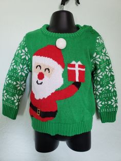 Toddler Sizes Holiday Time Santa Claus Sweater Green Snowflakes NWT 12m- 2T Ormond Beach, Baby & Toddler Clothing, Holiday Time, Green Sweater, Toddler Sizes, Baby Accessories, Sweater Outfits, Christmas Sweaters, Santa Claus