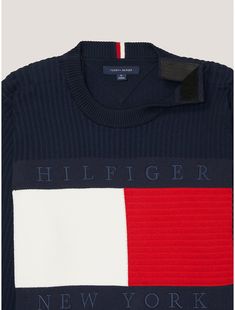 Tommy Hilfiger men’s sweater. Showcase some Tommy spirit in our logo crewneck spun from premium cotton that's ready-made for layering. Part of our Adaptive Collection, designed for ease of dressing in classic Tommy style.  Material: 100% Better Cotton Initiative (bci) Cotton. Classic Crew Neck Sweater With Embroidered Logo, Navy Crew Neck Sweater With Embroidered Logo, Navy Crew Neck Sweater For Layering, Tommy Hilfiger Logo Print Sweatshirt For Fall, Classic Navy Crew Sweater, Modern Crew Neck Sweater, Modern Crew Neck Sweater With Ribbed Cuffs, Modern Crew Neck Sweater For Layering, Classic Cotton Sweater With Logo Print