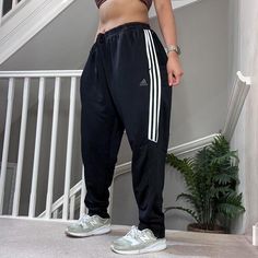 Classic Adidas loose tapered leg soft track pants tracksuit bottom low to mid-rise waist Tag says Size 2XL and could be unisex 30" inner leg Seen on size 10uk, 5'4" for reference Lots of bobbles as shown but still tons of life left for this item #joggers #sportswear trackie track-pant #tracksuitbottom #sweatpants #casual streetwear baggy pants parachute pants y2k 00s gymwear activewear unisex  65 Baggy Pants, Baggy Pant, Baggy Fits, Gym Wear, Track Pants, Halloween Shopping, Jogging, Favorite Outfit, Retro Vintage