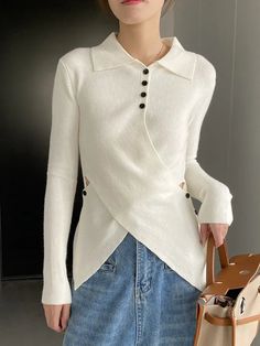 This is perfect for those who are looking for a clothing for a good price. It is fashionable, stylish, and it will look great on anyone who wears it. Do you wanahavit? SIZE bust:70cm sleeve length:57cm length:50cm Note: 1 inch = 2.54 cm, 1 cm = 0.39 inch Measurement by hands allow 2-3cm errors which is normal Winter Office Tops With Button Closure, Versatile Workwear Sweater With Button Closure, Versatile Sweater With Button Closure For Work, Trendy Collared Workwear Sweater, Long Sleeve Cardigan With Button Closure For Office, Trendy Collared Sweater For Work, White Polo Sweater For Work, Elegant White Long Sleeve Polo Sweater, White Collared Sweater With Buttons