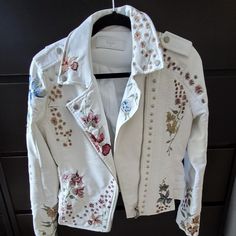 In Excellent Condition Blanknyc Jacket. Beautiful Embroidery, Never Worn. Spring White Embellished Outerwear, Fitted Embroidered Spring Outerwear, Embroidered Leather Jacket With Long Sleeves For Spring, Embroidered Long Sleeve Leather Jacket For Spring, Embroidered Fitted Leather Jacket For Fall, Fall Fitted Embroidered Leather Jacket, Embroidered Long Sleeve Biker Jacket For Spring, Trendy Embroidered Leather Jacket For Fall, Fitted Embroidered Leather Jacket For Fall