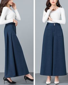 * A cool wide leg skirt pants, made of quality cotton blends. * Two pockets, they are big enough for your hands. * Fixed waist on front and elastic waist on back. * Material: 6% cotton, 90% polyester, 4% spandex * Let us know your usual size in your country and your overall height. * Can custom make waist size and length. * Size: True to US size, US 0-US 20 are available, you can let us know your usual size and height in your order. * Shipping: Free shipping Processing time : 5-7 Business days D Casual Wide Leg Pants For Spring, Casual Wide Hem Spring Pants, Casual Wide Hem Pants For Spring, Non-stretch Cotton Wide Leg Pants, Baggy Cotton Culottes For Spring, Wide Hem Bottoms With Pockets For Spring, Spring Bottoms With Pockets And Wide Hem, Wide Leg Harem Pants With Pockets For Fall, High-waisted Culottes With Pockets For Fall