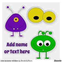 an image of two cartoon monsters with name tags on them for children's crafts