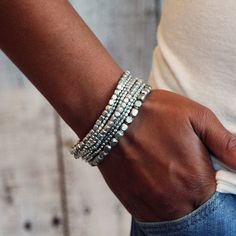 Silver Bead Bracelet, Silver Bracelet, Bead Bracelet, Stretch Bracelet, Stacking… Stacked Beaded Bracelets, Wrap Armband, Modern Wear, Bracelet Stacking, Bracelet Bead, Yoga Bracelet, Silver Bead Bracelet, Yoga Jewelry, Silver Jewelry Handmade