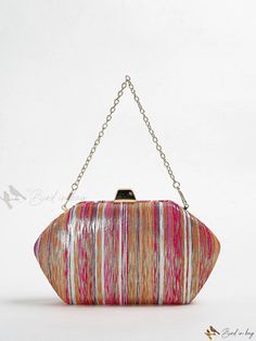 Bird in Bag - Stylish Rainbow Sparkling Clutch Bag with Colorful Stripes, Fashionable Chain Crossbody Bag, Womens Trendy Rainbow Design Purse for Party Pink Party Shoulder Bag With Chain Strap, Pink Shoulder Bag With Chain Strap For Party, Trendy Multicolor Party Bag, Pink Chain Strap Shoulder Bag For Party, Trendy Multicolor Shoulder Bag For Evening, Multicolor Summer Party Bag, Multicolor Summer Party Bags, Multicolor Clutch Bag For Party, Multicolor Pouch Shoulder Bag For Party