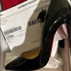 Brand New , Never Worn, Purchased From Nieman Marcus With Receipt. Can Post More Pictures If Needed Black Patent Leather Court Shoes With Red Sole, Designer Red Sole Court Shoes For Office, Fitted Black Court Shoes With Red Sole, Designer Court Shoes With Red Sole For Office, Nieman Marcus, Christian Louboutin So Kate, So Kate, Red Sole, Louboutin Shoes