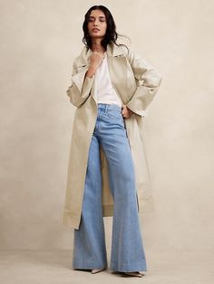 Cotton Trench Coat | Banana Republic How To Wear A Blanket Scarf, Cotton Trench Coat, Trench Coat Outfit, Seasons Change, Trendy Fall Outfits, Coat Outfits, Trench Coats Women, Autumn Outfit, Casual Fall Outfits