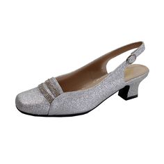 FLORAL Abigail women's extra wide width pumps deliver one of the classiest shoes of the season at a heel height that is desirable by many. These slingback pumps feature a 1.5" low-heel, square toe, delicately embellished rhinestones, and a gorgeous texture that enhances this simple silhouette for that chic aesthetic. Features: Extra Wide (E) Synthetic Rubber Sole 1.5" Low-Heel Square-Toe Slingback with Adjustable Buckle Questions? Contact Us Anytime Classy Shoes, Chic Aesthetic, Silver Pumps, Wide Width Shoes, Simple Silhouette, Slingback Shoes, Bow Shoes, Synthetic Rubber, Pump Dress