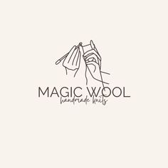 a hand holding a bag with the words magic wool in black and white on it