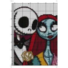 a cross stitch pattern with an image of jack and sally