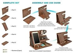 the instructions for making a wooden jewelry box with multiple compartments, including phone and watch