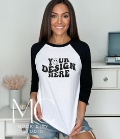 Bella Canvas B3200 Black & White Raglan Mockup! It's all in the Details 🤩 Being an owner a multiple Etsy shops I know the importance of a great image to grab the attention of buyers! I hope these Mockups will help you display your beautiful work and create your own wonderful Brand!  📸 We take pride in our clothing Mockups we have created! From T-Shirts, Hooded Sweatshirts, Tank Tops and Infant Clothing. Including Brands from Bella Canvas, Gildan and Next level. Having a clean and wrinkle free Black Half Sleeve T-shirt With Letter Print, Black Graphic Print Half Sleeve Top, Black Half Sleeve Top With Graphic Print, Black Raglan Sleeve Cotton T-shirt, Black Graphic Print T-shirt With 3/4 Sleeve, Black Cotton Raglan Sleeve T-shirt, Black 3/4 Sleeve T-shirt With Graphic Print, Black Cotton T-shirt With Raglan Sleeve, White Cotton T-shirt With 3/4 Sleeves