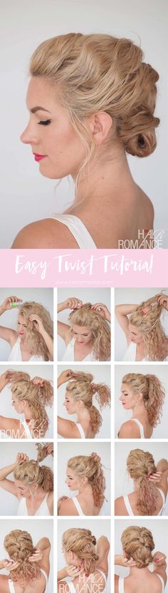 Curly Hair Updo Easy, Updo Easy, Tutorial Hairstyles, Hair Questions, 2019 Hairstyles, Twist Hairstyle, 1950s Hairstyles, Natural Hair Transitioning, Simple Updo