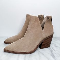 Vince Camuto Gigietta Bootie, Tortilla Suede Size: 10 True To Size. *New Without Box A Split Shaft Adds A Distinctive, Modern Touch To A Pointy-Toe Bootie Set On A Lofty Stacked Heel. Heel Style: Block/Chunky Toe Style: Pointy Toe, Closed Toe 3 1/2” Heel Back Zip Closure Women's Shoes Questions? Leave A Comment Below! Pink Pumps Heels, Vince Camuto Boots, Pink Pumps, Suede Block Heels, Leather Block Heels, Vince Camuto Shoes, Shoes Booties, Womens Boots Ankle, Heeled Ankle Boots