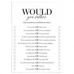 Would You Rather Icebreaker Game Printable by LittleSizzle You Can Only Pick 3 Game, Would You Rather Games For Adults, Would You Rather Date Questions, This Or That Questions For Adults, Would You Rather Questions For Women, Get To Know You Party Games, Which Would You Choose, Silly Would You Rather Questions, This Or That Funny Questions