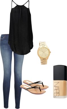 Summer Nights "black nude" by greenpotcamiemeek on Polyvore Zimmer Diy, Timeless Outfits, Stylish Summer Outfits, Outfit Jeans, Cooler Look, Fashion Mode, Mode Inspiration