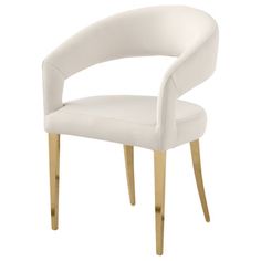 a white chair with gold legs on a white background