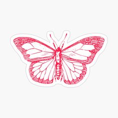 a red butterfly sticker on a white background