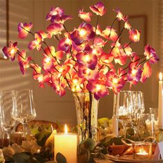 PRICES MAY VARY. 【Artificial Silk Orchid Flowers with Lighted Branches】: combine the lifelike artificial flowers with premium quality leds, which makes the artificial flowers have very beautiful decorative effect. It is a delicate artificial flowers arrangement during the day, and it will turn into a gorgeous flowers lamp at night. 【Battery Powered with Timer Function】: powered by 3pcs AA batteries(not included) and the battery box has timer button (auto 6 hours ON and 18 hours OFF) to save ener Hanging Flowers Over Dining Table, Led Balloons With Multiple Flowers Inside, Fllower Lamp, Centerpiece Led Lights, Lamp Center Pieces, Lighted Vase Centerpieces, Lighted Branches Centerpieces, Christmas Flowers Centerpieces, Centerpieces Living Room