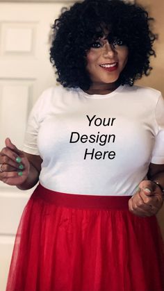 "This listing can be used for Gildan, Bella Canvas or any brand short sleeved t-shirt, sweatshirt or hoodie.  Great mock-up on an African American plus size woman.  Mockups are created by me.  Let me add some spice to your brand.  *You will receive* - One high-resolution JPG file free from text and watermarks. *How to use it* - Download the file and place your design on the image by using software like Photoshop or the Canva App. *Important Information* - This image can be used for personal and commercial use. - This image cannot be sold or shared for use by anyone else. - This is a digital item only. Nothing will be mailed to you. - There are no refunds on digital files, but if you have an issue, please message me.Files can be used but not limited to the following programs: - For Personal Fitted Short Sleeve T-shirt With Custom Print, Fitted Crew Neck T-shirt With Custom Print, White Fitted T-shirt With Custom Print, Fitted White T-shirt With Custom Print, Branded Short Sleeve T-shirt, Customizable Fitted White T-shirt, Customizable White Cotton T-shirt, Customizable White Short Sleeve T-shirt, Fitted T-shirt With Custom Print And Short Sleeves