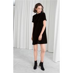 Black A-Line Velvet Dress In New Condition. Sorry, No Trades Black Velvet Shirt, Velvet Shirt Dress, Velvet T Shirt, Shirt Dress Outfit, Sweater Dress Oversized, High Neck Mini Dress, Dress Shirt Sleeves, Denim Mini Dress, Mini Shirt Dress