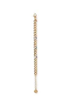 Elevate your accessory game with this stylish mixed chain bracelet. Featuring a blend of three sleek silver chains, this bracelet offers a modern and sophisticated look. The clip clasp closure ensures a secure and comfortable fit, making it a versatile piece for any outfit. Perfect for adding a touch of elegance to your everyday wear or for special occasions. Color: Gold / Silver 3 Silver Links Clip Clasp Adjustable Link Chain Bracelet In Metal, Metal Link Chain Bracelet With Adjustable Chain, Modern Diamond Chain Bracelet, Metal Chain Link Bracelets, Modern Adjustable Jewelry With Chain Strap, Modern White Gold Adjustable Chain Bracelet, Modern Adjustable White Gold Chain Bracelet, White Gold Metal Charm Bracelet With Chain, White Gold Metal Chain Charm Bracelet