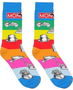 Brand New MONOPOLY GAME PIECES Unisex Crew Socks COOL SOCKS Brand (CHOOSE SIZE) MEDIUM-MEN SHOE SIZE 6-8, WOMEN SHOE SIZE 7-10 LARGE-MEN SHOE SIZE 8-12, WOMEN SHOE SIZE 10-13 52% Polyester, 45% Cotton, 3% Spandex COOL SOCKS Brand OFFICIALLY LICENSED MSRP $12.99 Novelty Multicolor Socks For Stocking Stuffers, Multicolor Novelty Socks For Stocking Stuffer, Novelty Multicolor Socks As A Gift, Monopoly Game Pieces, Monopoly Game, Large Man, Novelty Socks, Game Pieces, Cool Socks