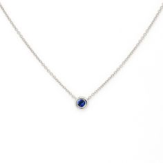 "14k Sapphire Solitaire Necklace | 2.8MM Natural Sapphire Necklace | Bezel Setting Necklace | Gold Necklace | September Birthstone Necklace P R O D U C T 𝄪 D E T A I L S ✽ Metal: 14k Yellow Gold, White Gold & Rose Gold ✽ Chain Length: 14\" - 20\" (Classic Rolo Chain) ✽ Pendant Size: approx. 4.7 mm x 4.7 mm ✽ Center Stone: 2.8 mm x 1pc Natural Sapphire (approx. 0.09ct) ✽ Made to Order O T H E R 𝄪 I N F O R M A T I O N ▪ All items are custom made to order ▪ Rush order: Please contact us before p Formal White Gold Necklace With Smooth Bezel, Formal Birthstone Pendant Necklace With Bezel Setting, Formal White Gold Solitaire Necklace With Birthstone, Classic Bezel Set Pendant Birthstone Necklace, Classic Pendant Birthstone Necklace With Bezel Setting, Classic Birthstone Necklace With Round Bezel Setting, Classic Birthstone Pendant Necklace With Bezel Setting, Fine Jewelry Birthstone Necklace With Bezel Setting, Fine Jewelry Anniversary Necklace With Smooth Bezel