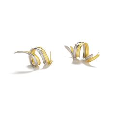 18K yellow gold, platinum • 1.74" (4.42cm) length • 0.65" (1.65cm) width • 18K yellow gold post/nut Elegant Dual-tone Yellow Jewelry, Elegant Yellow Dual-tone Jewelry, Elegant Dual-tone Yellow Gold Earrings, Elegant Yellow Gold Dual-tone Earrings, Elegant Gold Dual-tone Earrings, Elegant Dual-tone Gold Earrings, Elegant Dual-tone Earrings For Formal Occasions, Elegant Dual-tone Formal Earrings, Gold Dual-tone Earrings For Formal Occasions