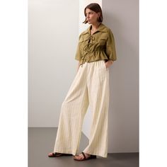 Off White Stripe (54% Linen, 46% cotton.) Pants. Side zipper closure. 30" inseam. 12.5" Rise. Imported. Business Casual Summer, Business Casual Work, Vanessa Bruno, Rent The Runway, Weekend Style, Party Looks, Cotton Pants, Ulla Johnson, Work Casual