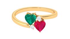 Heart Shaped Toi Et Moi Ring with Ruby and Emerald Emerald - ( AAA ) - Quality - Rosec Jewels Heart Engagement Ring, Ring With Ruby, Heart Engagement, Gem Ruby, Ruby Set, Heart Engagement Rings, Mental Strength, July Birthstone, Ruby Gemstone