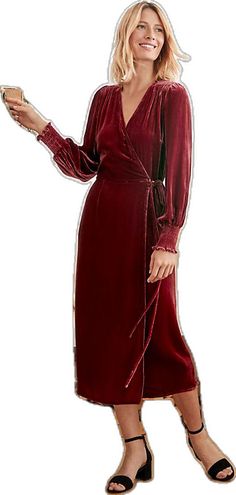 Velvet Wrap Dress, Garnet Hill, Shop Dresses, Midi Length, Smocking, Garnet, Dress Shop, Wrap Dress, Velvet