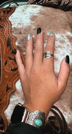 Nfr Nails, Black And Nude Nails, Turquoise Nails, Nude Nail, Nail Sets, Nail Accessories, Nude Nails