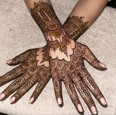 two hands with henna designs on them