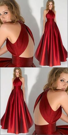 Red Satin Prom Dress, Dresses Graduation, School Dance Dresses, Halter Prom Dresses, Graduation Party Dresses, Prom Dresses 2019, Girls Pageant Dresses, Fashion Statements, Satin Prom Dress