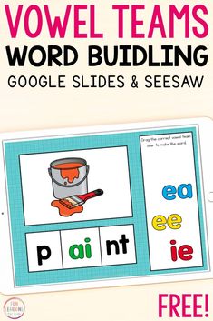 a poster with words and pictures on it that read word teams word building google slides & se