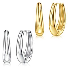 PRICES MAY VARY. ◆ This ladies hoop earring set can be worn alone or stacked! The gold and silver oval hoop earrings are simple and versatile, making them perfect as everyday earrings. The oval hoop earring set is a simple and stylish minimalist earring that will make any woman feel special. The stylish design will enhance your look and you will get more compliments! ◆ Oval hoop earrings are made of high-quality sterling silver, lead-free and nickel-free, hypoallergenic, ear-sensitive, and comfo Earrings For Sensitive Ears, Minimalist Earring, Oval Hoop Earrings, Fashion Minimalist, Gifts For Christmas, Loop Earrings, Hoop Earring Sets, Lightweight Earrings, Everyday Earrings